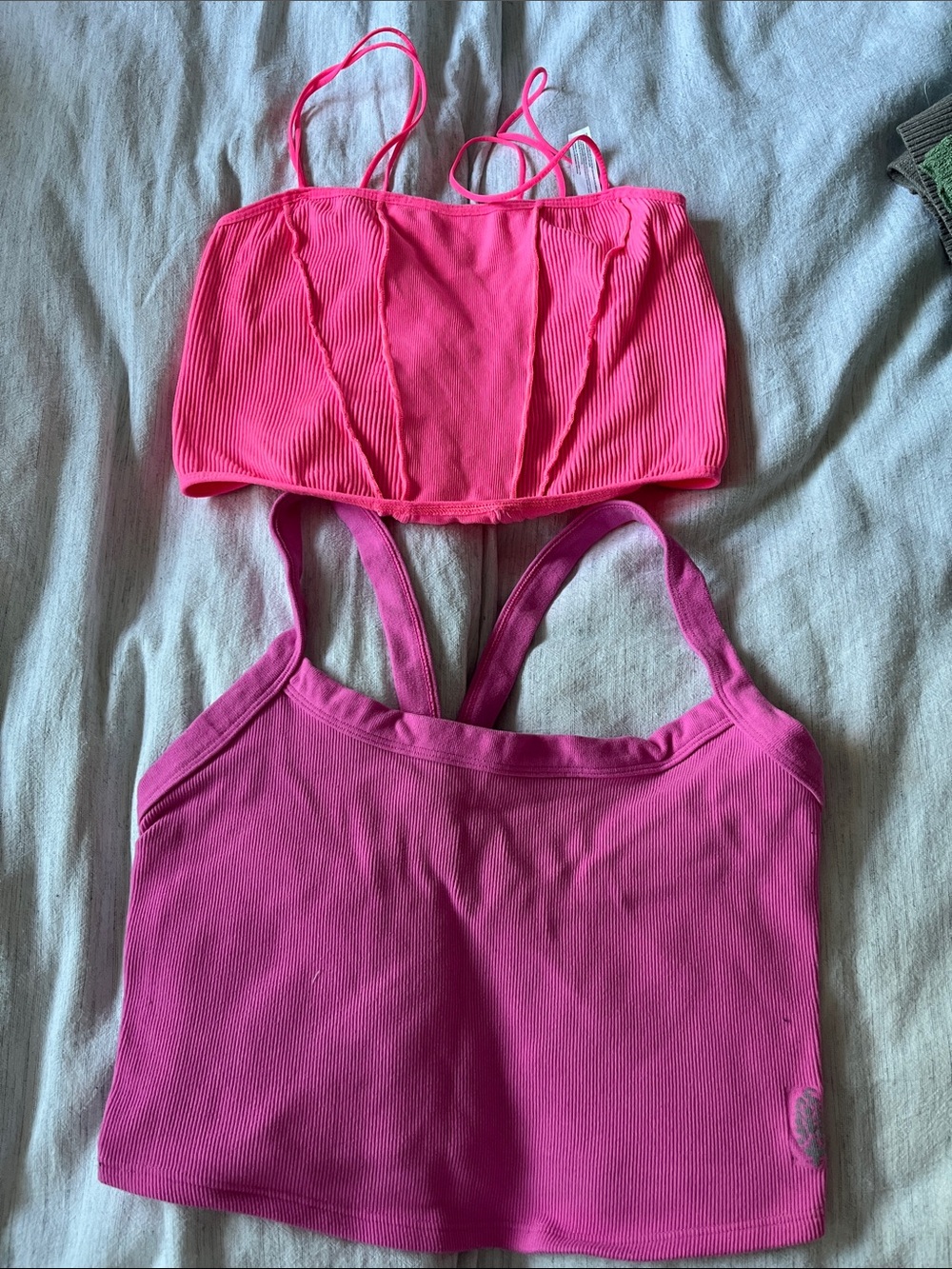 FP Movement by Free People Hot Pink & Pink Ribbed Bralette & Tank Set